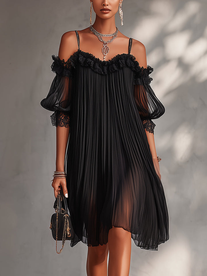 Blakely | Off-Shoulder Chiffon Mini Dress