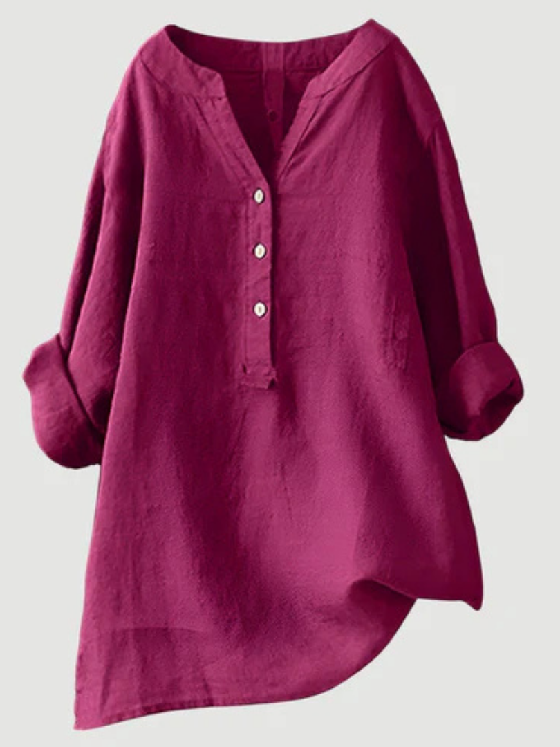 Desirae™ | Minimalist Button Detail Relaxed Blouse
