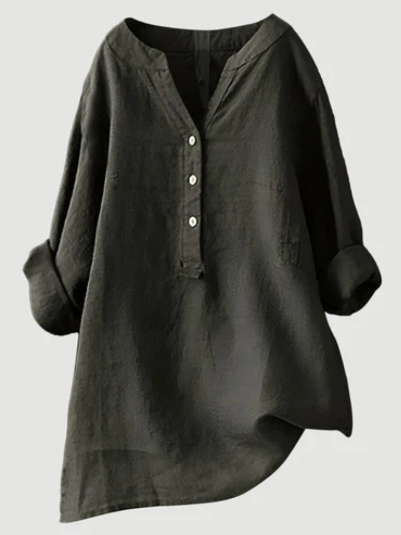 Desirae™ | Minimalist Button Detail Relaxed Blouse