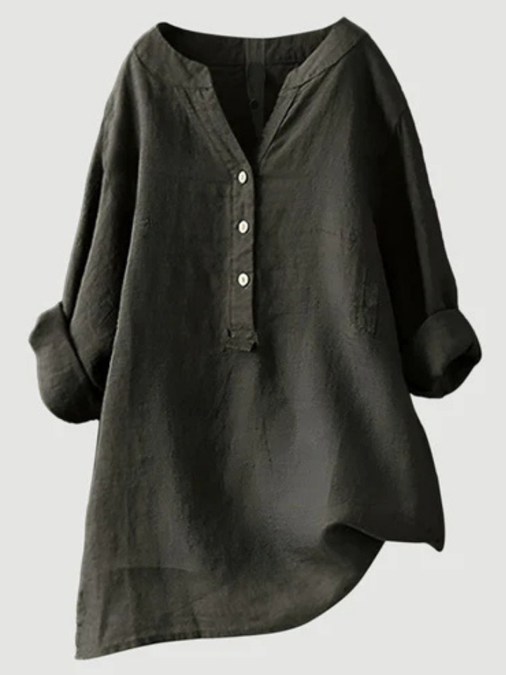 Desirae™ | Minimalist Button Detail Relaxed Blouse