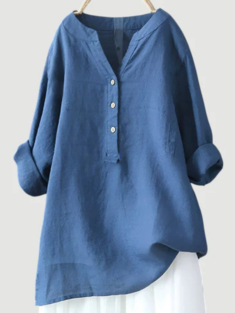 Desirae™ | Minimalist Button Detail Relaxed Blouse