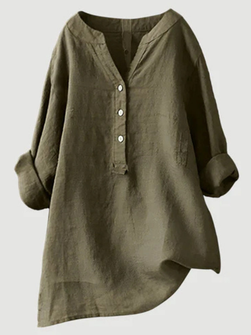 Desirae™ | Minimalist Button Detail Relaxed Blouse