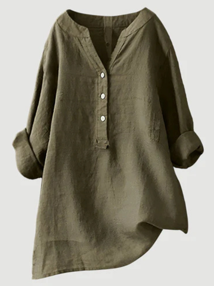 Desirae™ | Minimalist Button Detail Relaxed Blouse