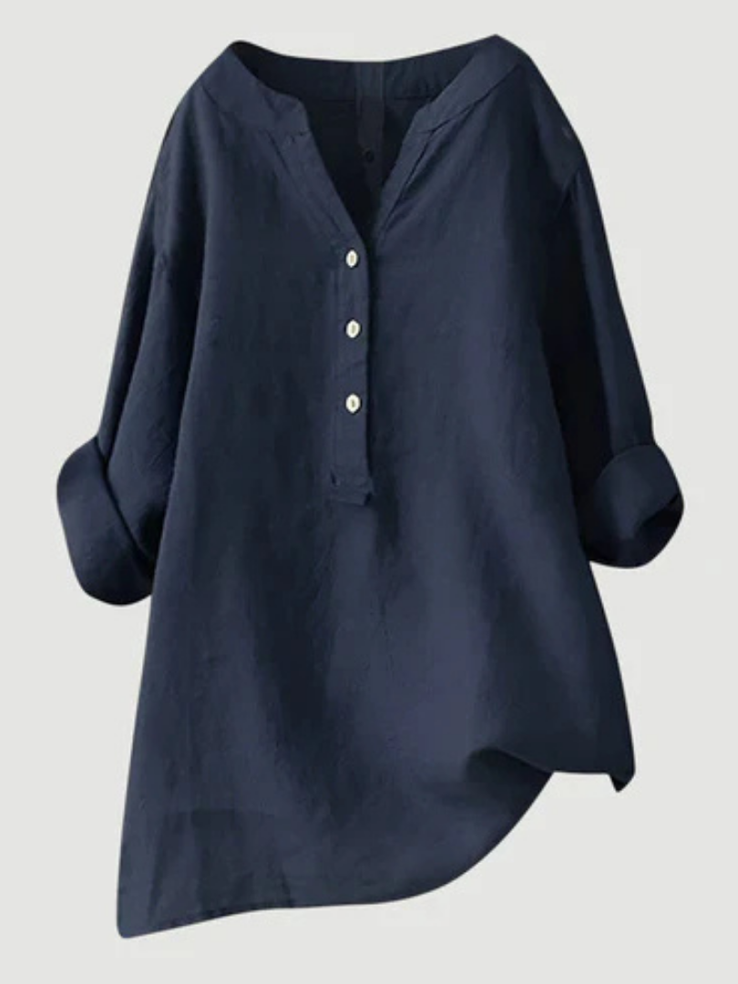 Desirae™ | Minimalist Button Detail Relaxed Blouse