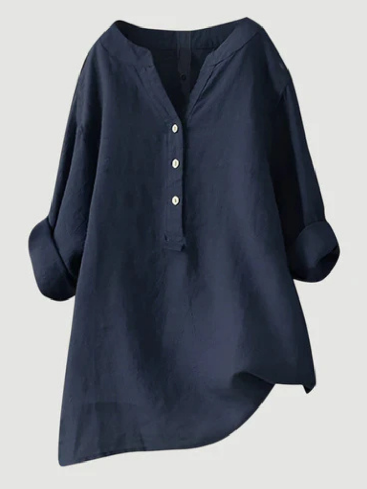 Desirae™ | Minimalist Button Detail Relaxed Blouse