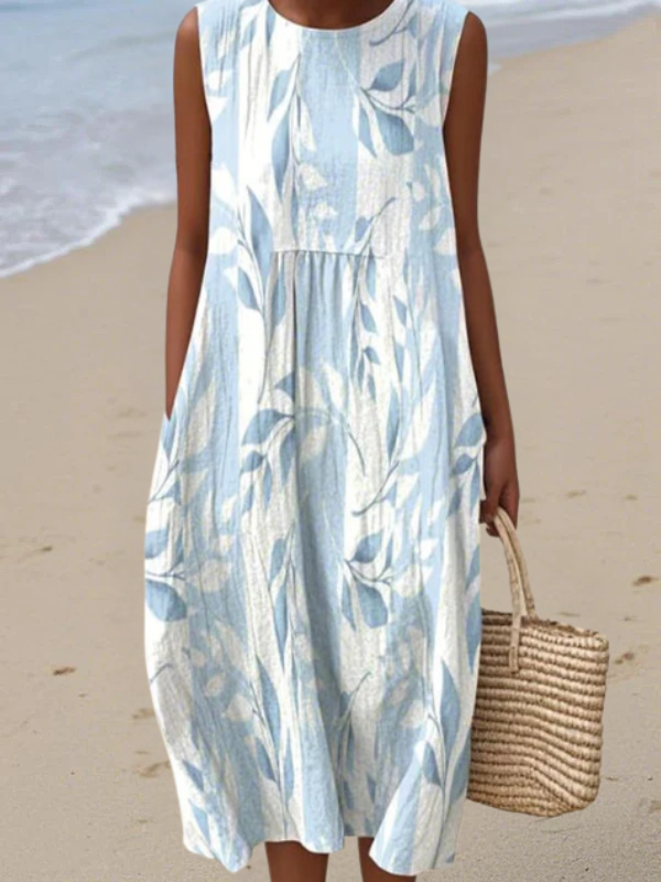 Josie | Leaf Print Midi Dress