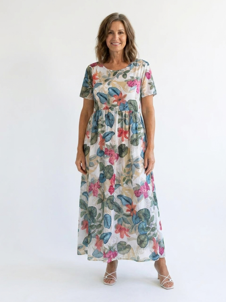 Brittny™ | Casual Short Sleeve Floral Maxi Dress