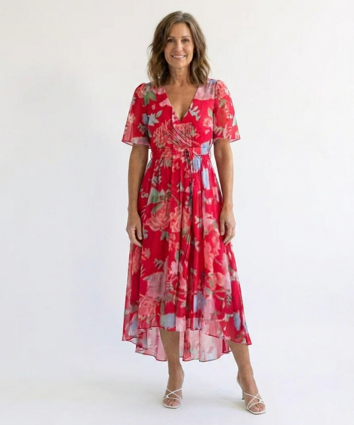 Ramona™ | Elegant Floral Wrap Midi Dress