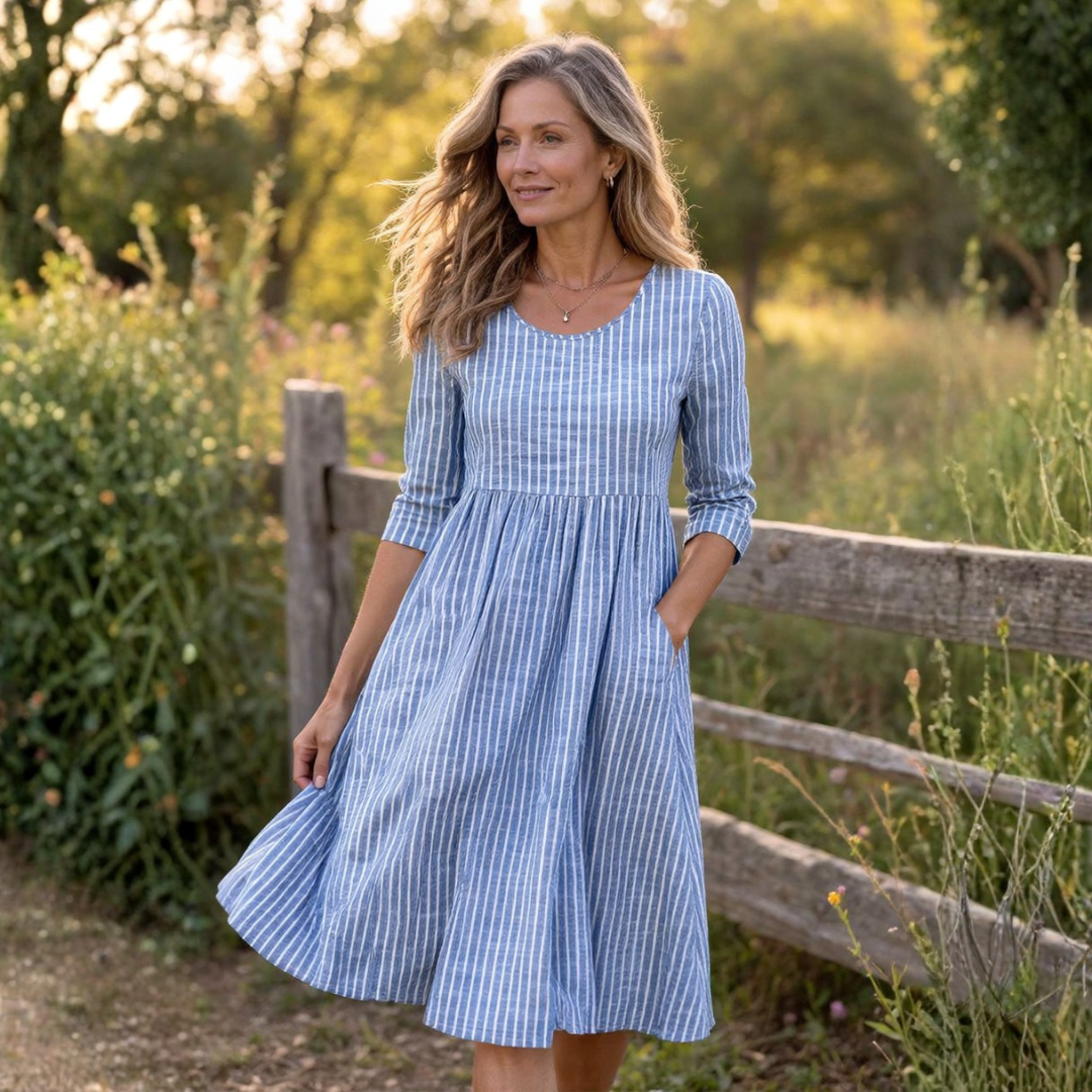 Charlotte™ | Elegant Striped Midi Dress