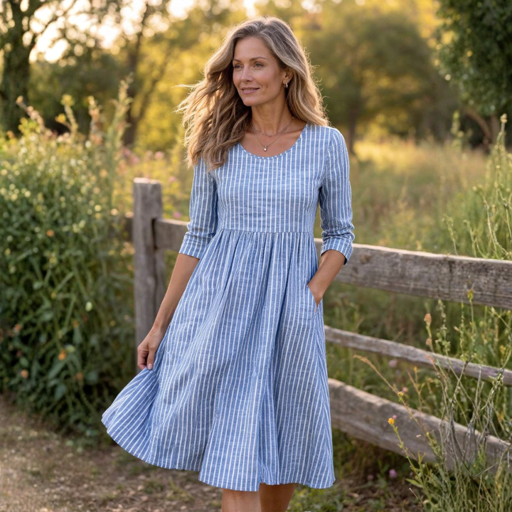 Charlotte™ | Elegant Striped Midi Dress
