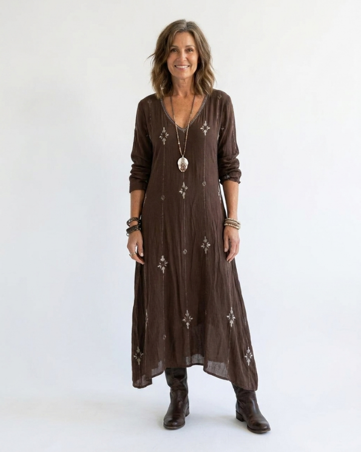 Paula™ | Long Sleeve Vintage Casual Dress