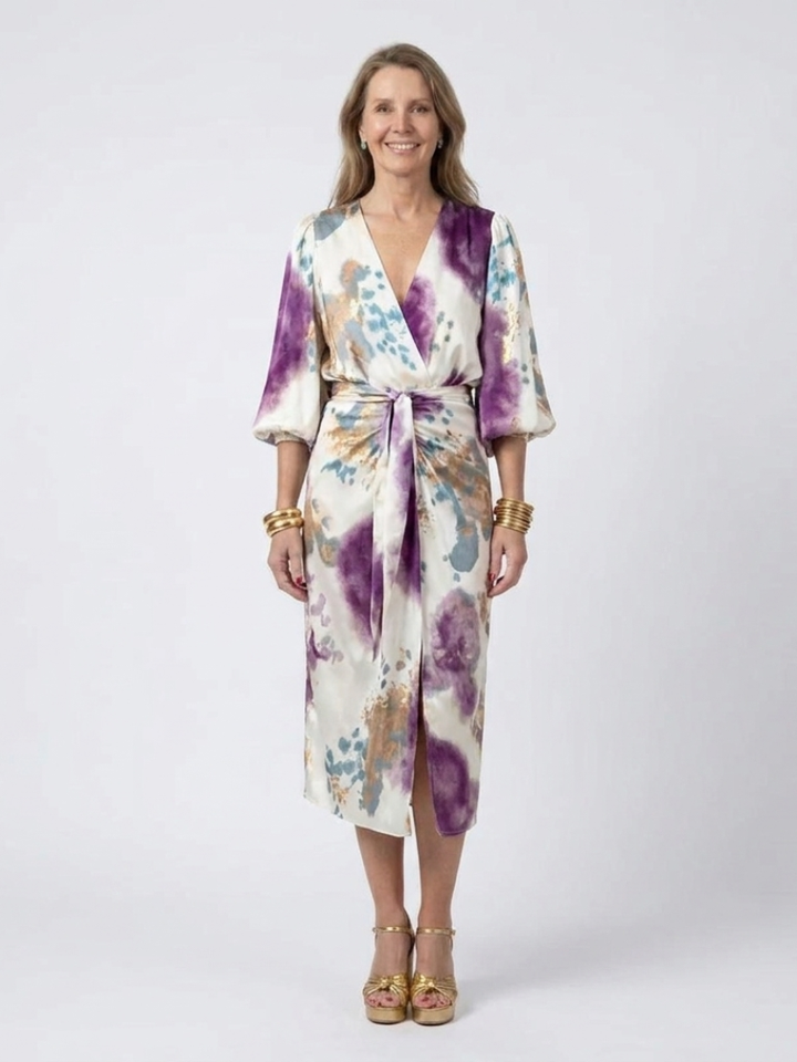 Jorina™ | Printed Wrap Midi Dress