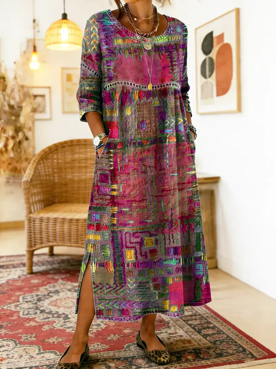 Sabine | Bohemian Patchwork Denim Dress
