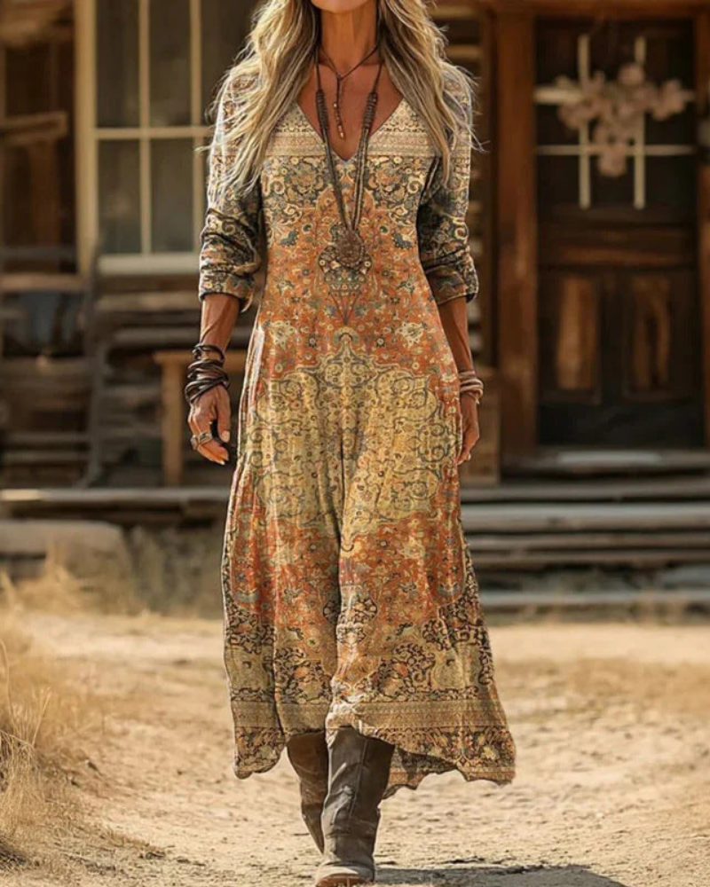 Paula™ | Long Sleeve Vintage Casual Dress