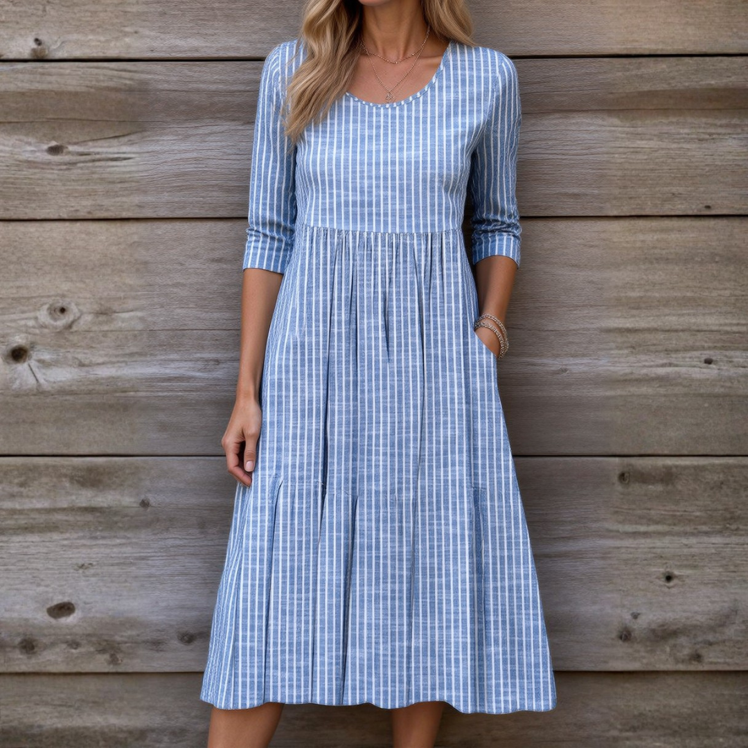 Charlotte™ | Elegant Striped Midi Dress