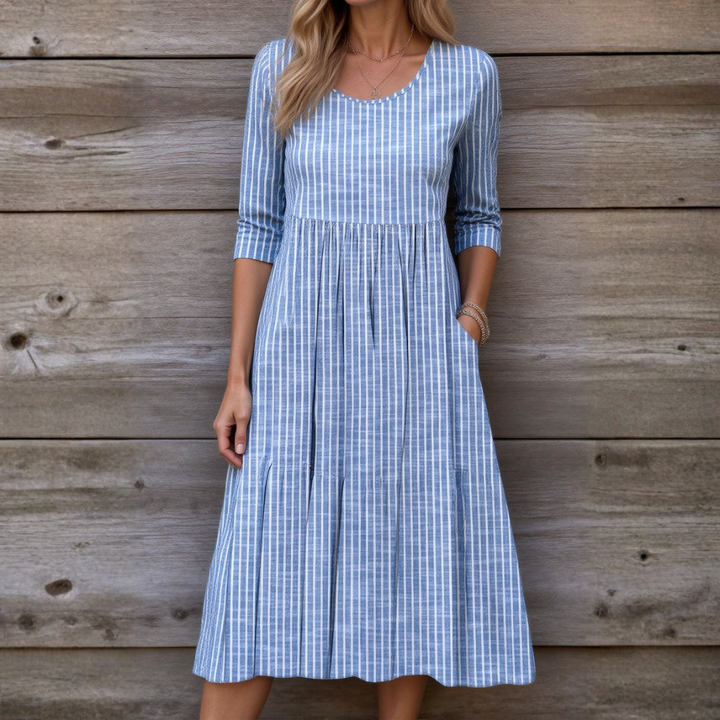 Charlotte™ | Elegant Striped Midi Dress