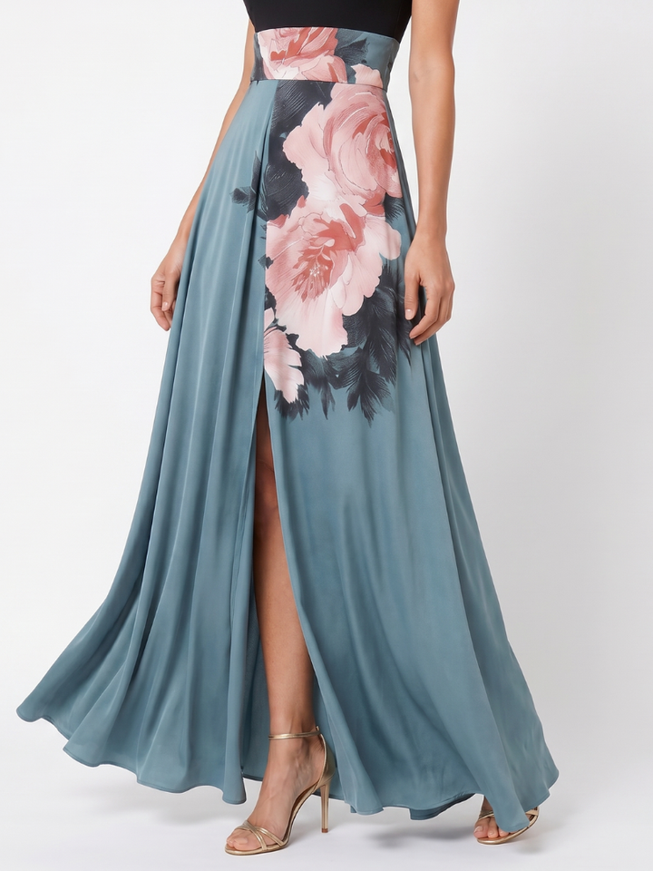 Valorie™ | Elegant Halter Floral Maxi Dress