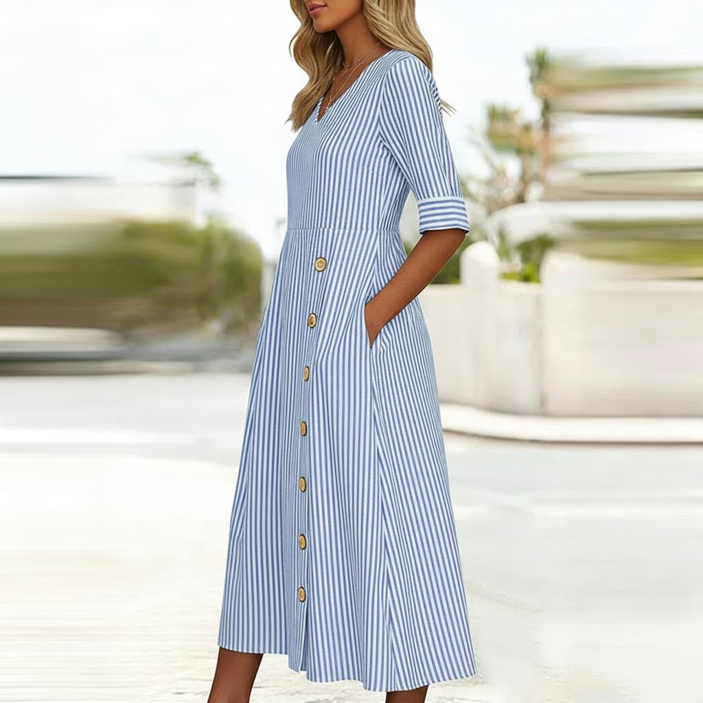Gertie™ | Classic Timeless Button-Down Midi Dress