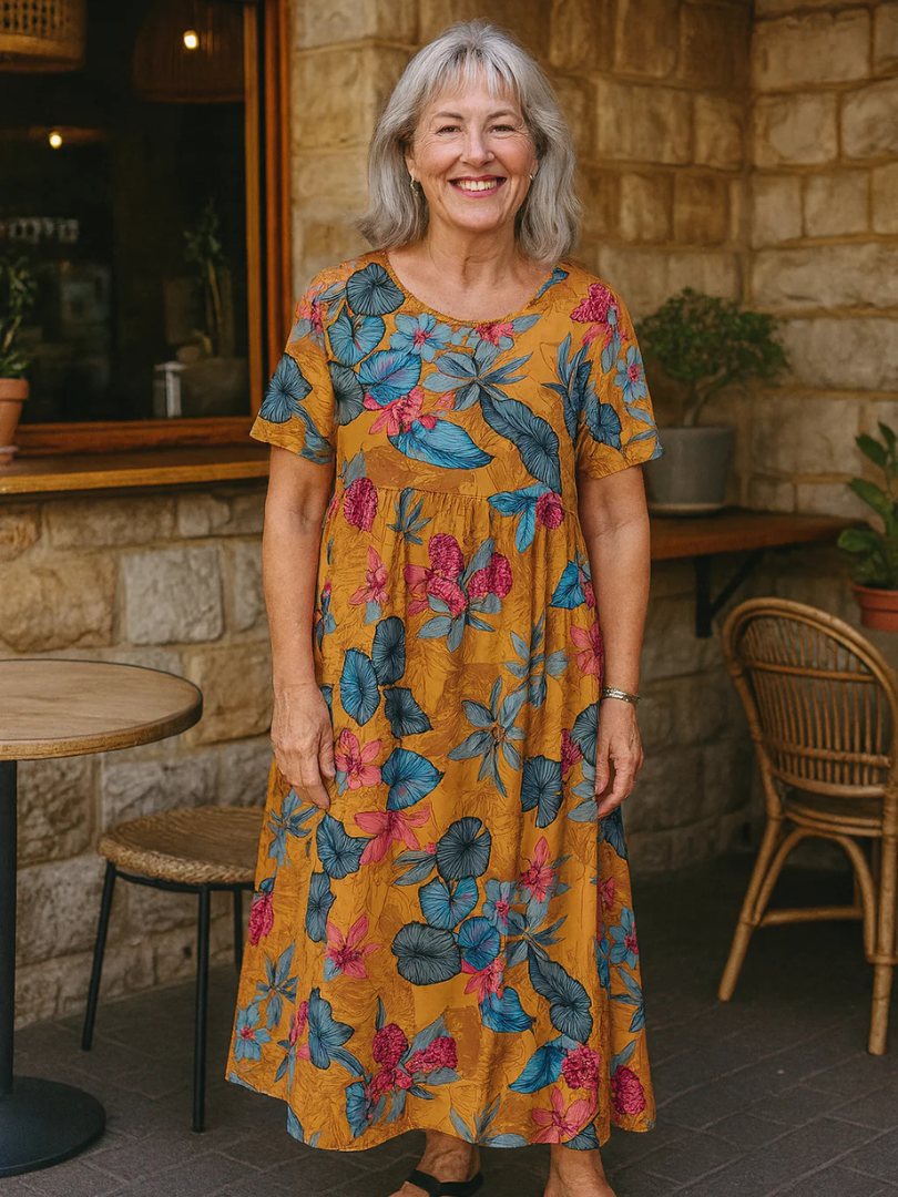 Brittny™ | Casual Short Sleeve Floral Maxi Dress