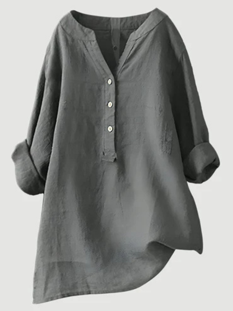 Desirae™ | Minimalist Button Detail Relaxed Blouse