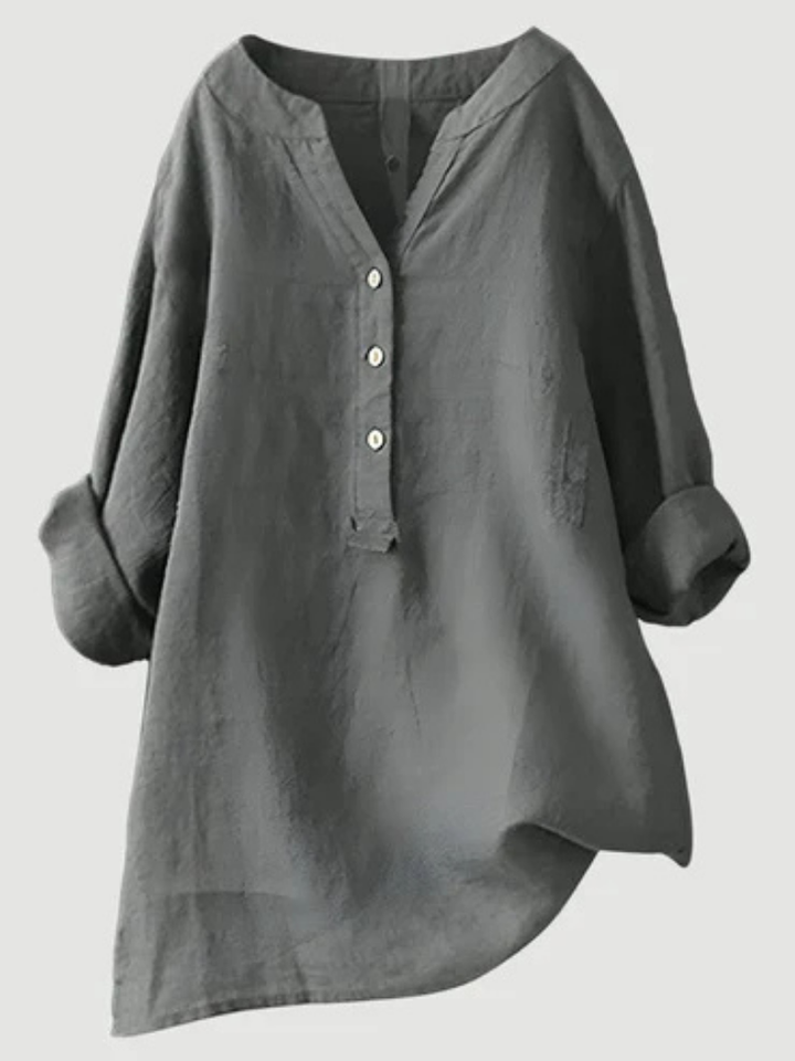Desirae™ | Minimalist Button Detail Relaxed Blouse