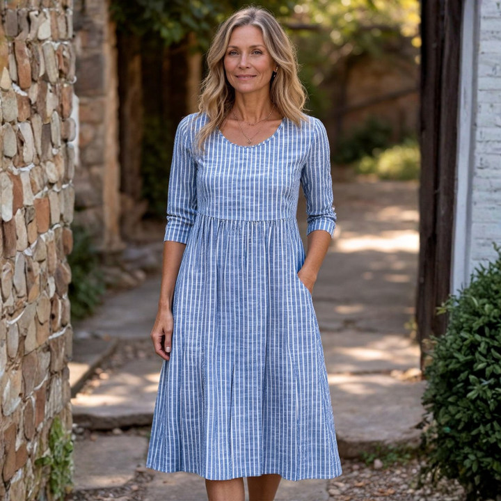 Charlotte™ | Elegant Striped Midi Dress