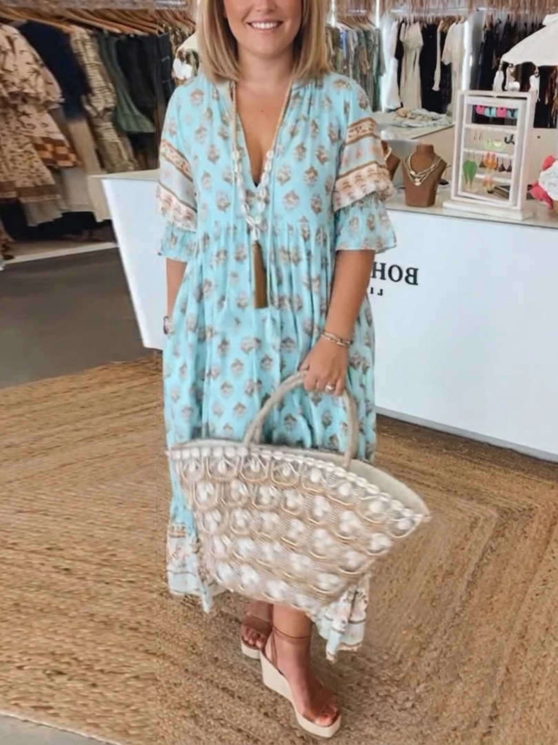 Cheryl™ | Elegant Printed Plus Size Maxi Dress
