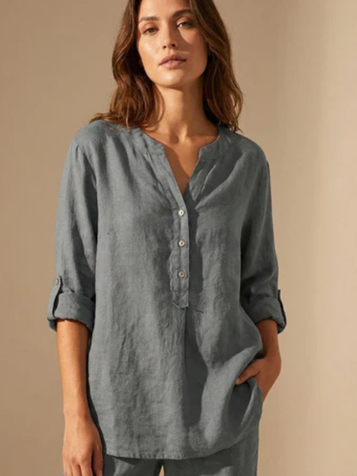 Desirae™ | Minimalist Button Detail Relaxed Blouse