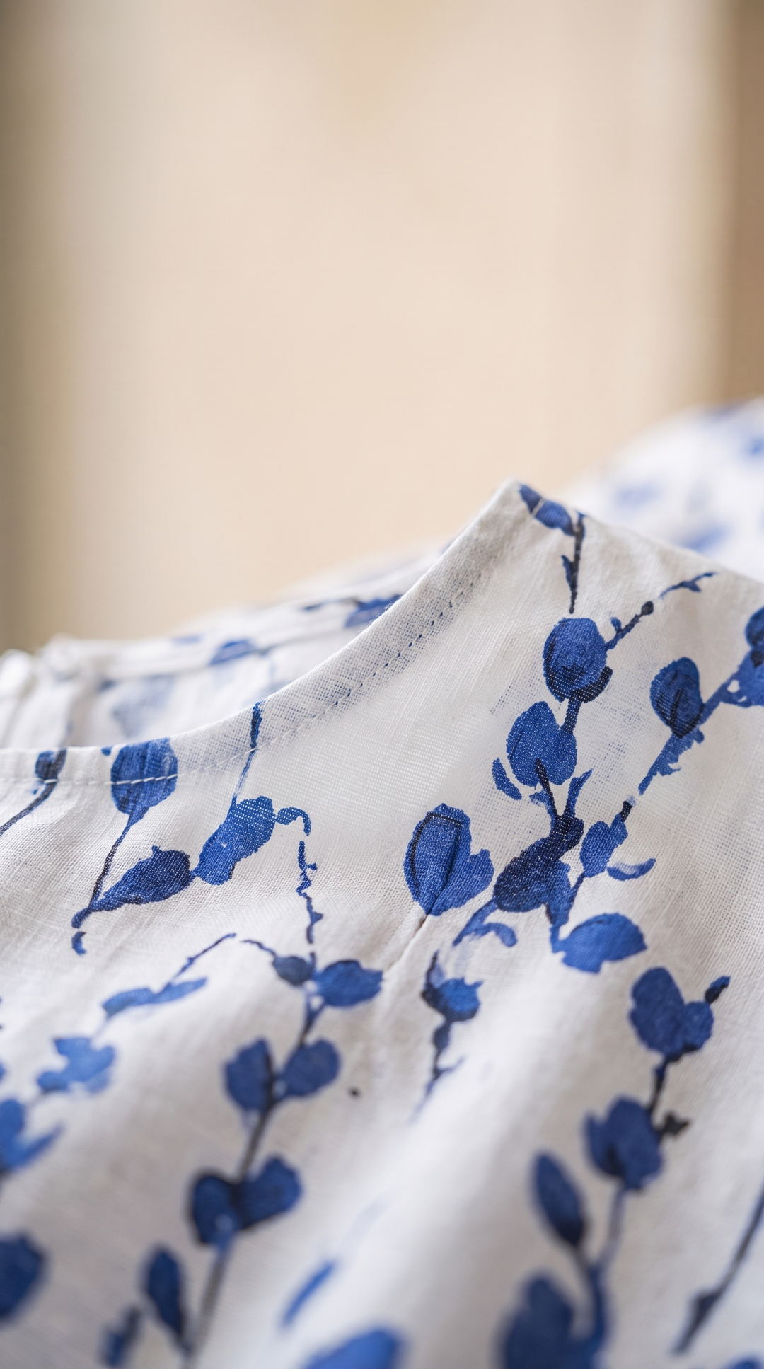 Amelia Summer Elegance Dress in White & Blue — detail shot