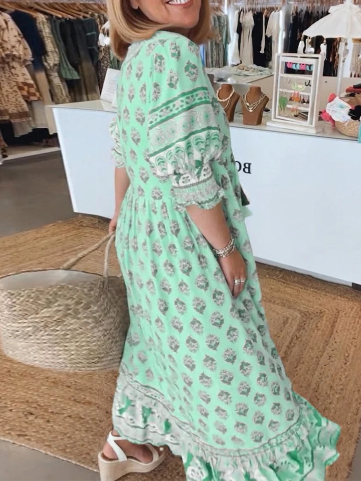 Cheryl™ | Elegant Printed Plus Size Maxi Dress