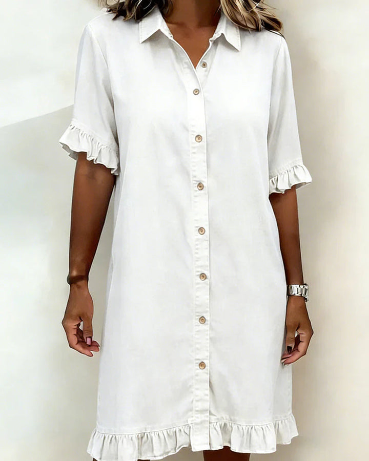 Raelle™ | Ruffled Denim Button Dress