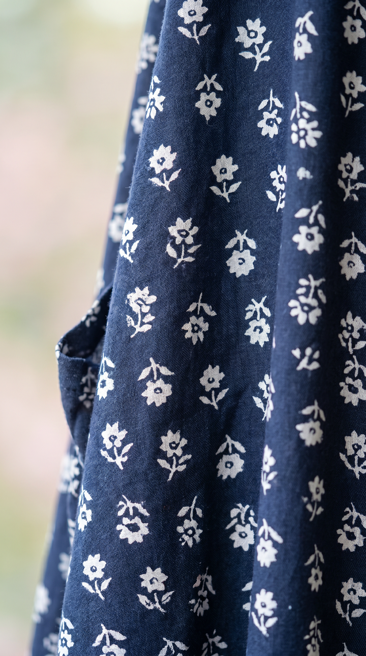 Amelia Summer Elegance Dress in White & Green — detail shot
