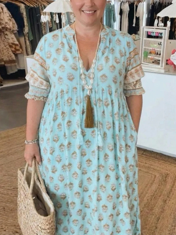Cheryl™ | Elegant Printed Plus Size Maxi Dress