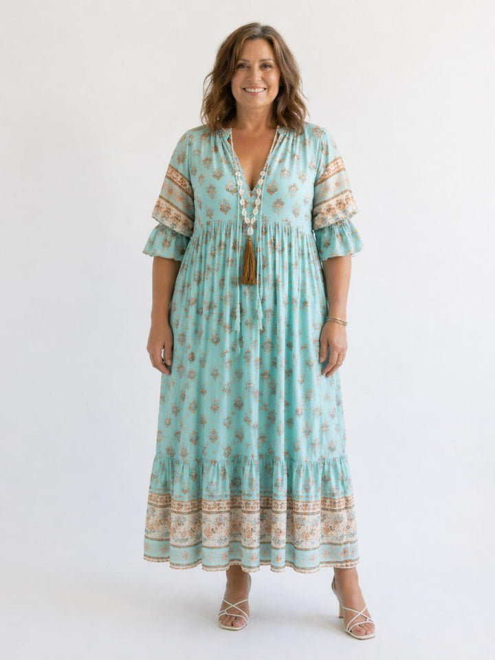 Cheryl™ | Elegant Printed Plus Size Maxi Dress