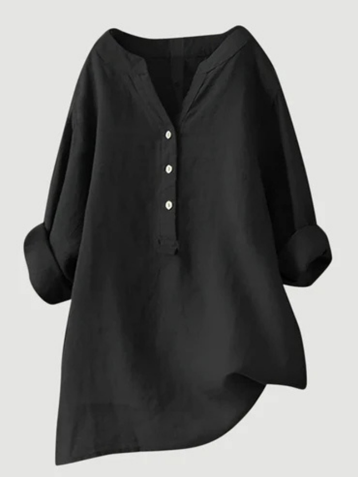 Desirae™ | Minimalist Button Detail Relaxed Blouse