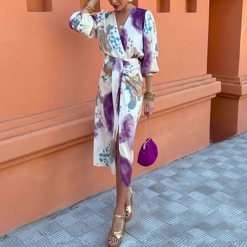 Jorina™ | Printed Wrap Midi Dress