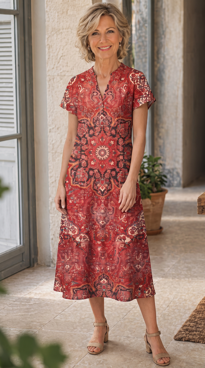 Moira midi dress — Red