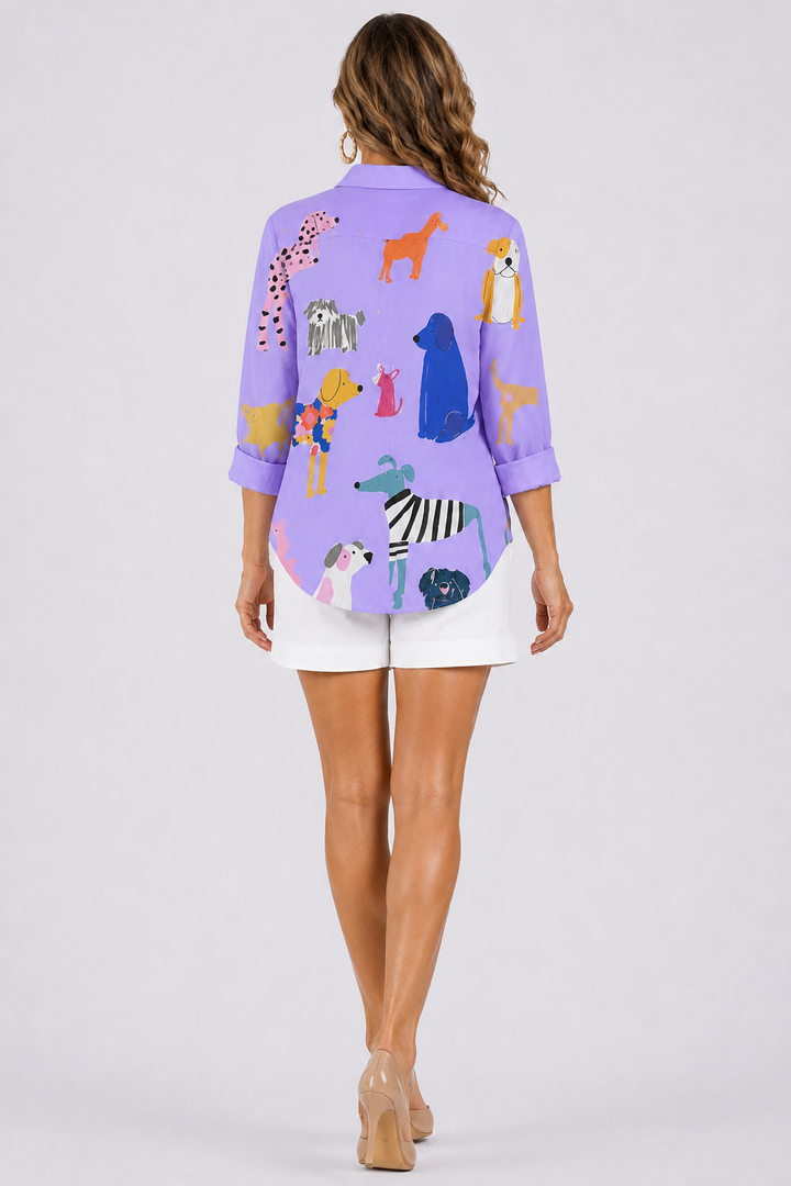 Lorissa™ | Playful Dogs Blouse