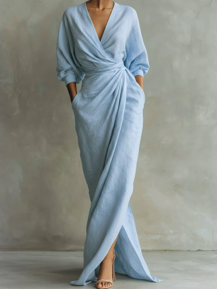 Dessie™ | Elegant V Neck Wrap Maxi Dress
