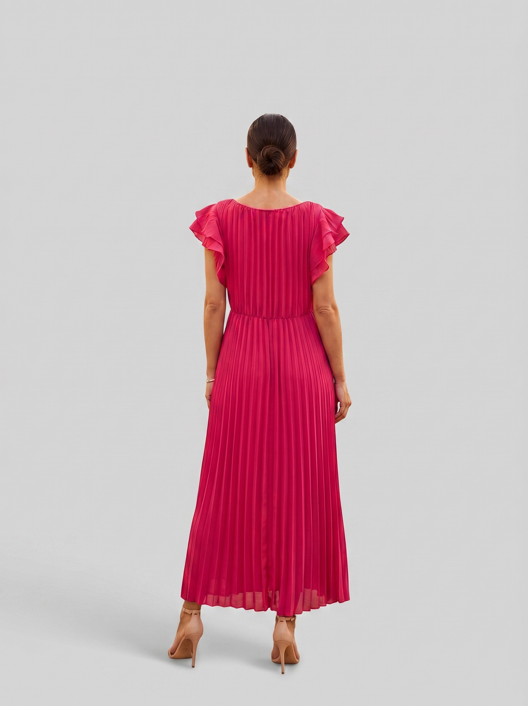 Selena Elegant Floral Dress - 02 pink back