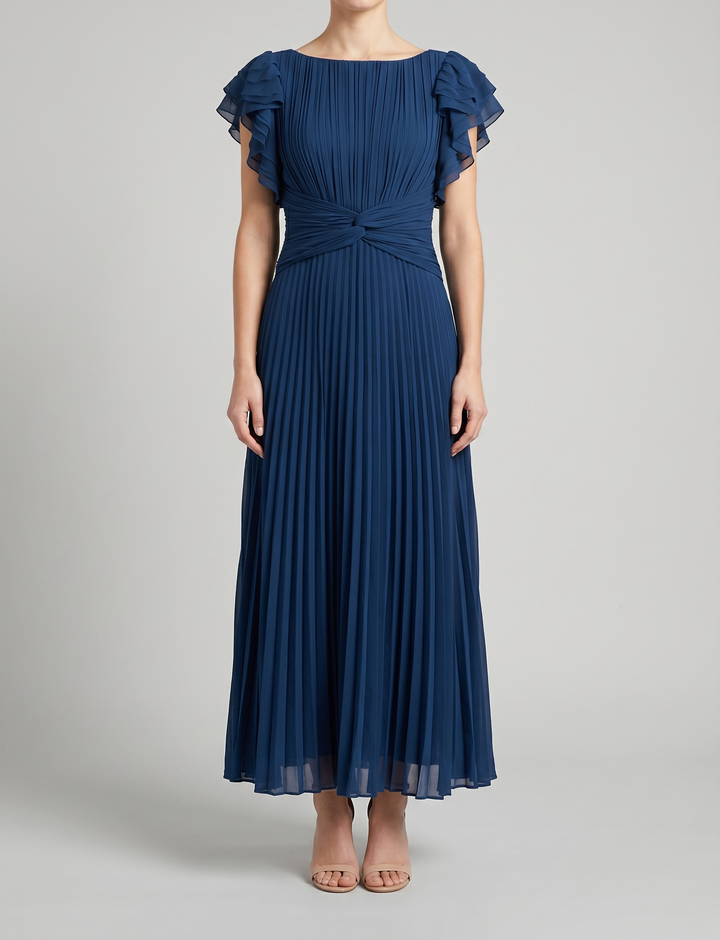 Selena Elegant Floral Dress - 04 blue