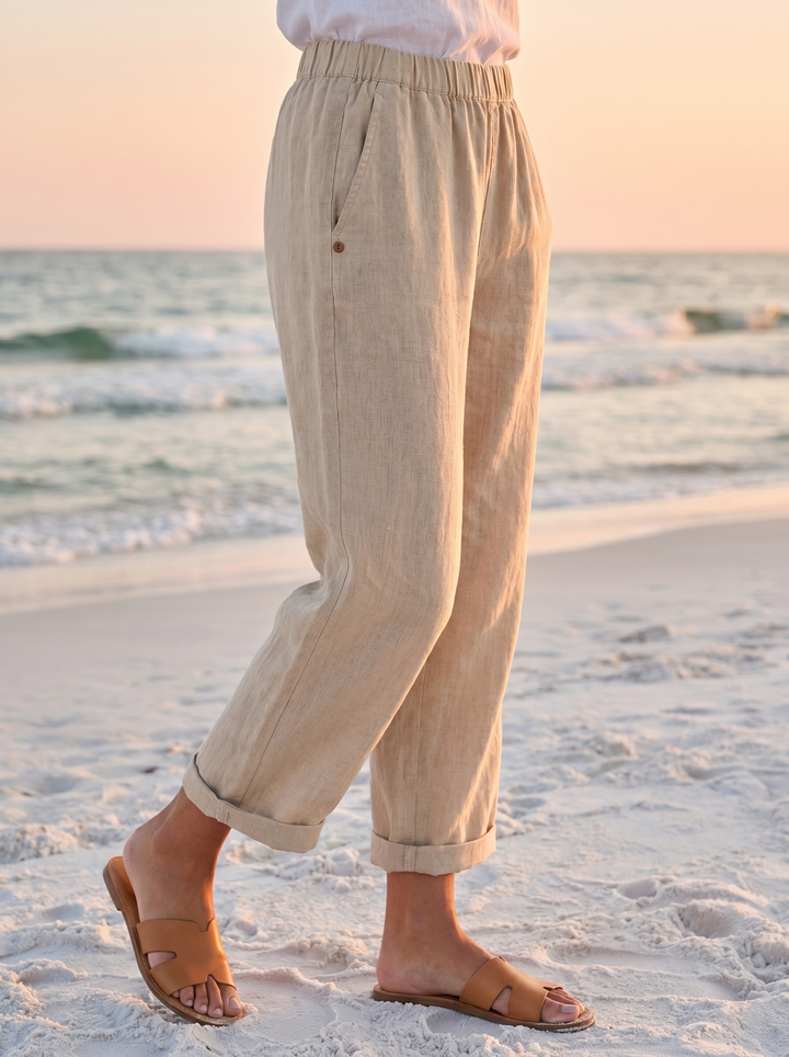 Sophia Elegant Comfort Pants - beige standing