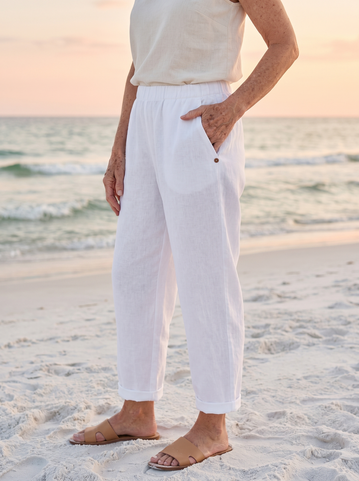 Sophia Elegant Comfort Pants - white standing